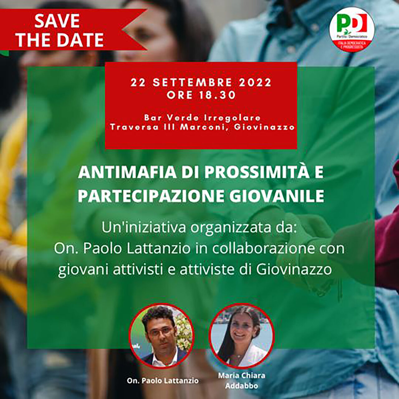 A Giovinazzo l’onorevole Paolo Lattanzio e Maria Chiara Addabbo incontrano i giovani